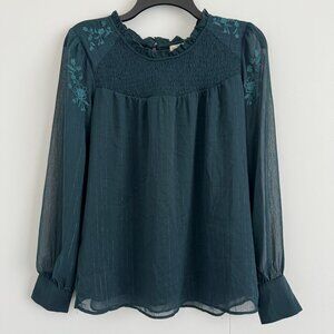 Mason & Belle Women Long Sleeve With Embroidered Floral Top Blouse Size M